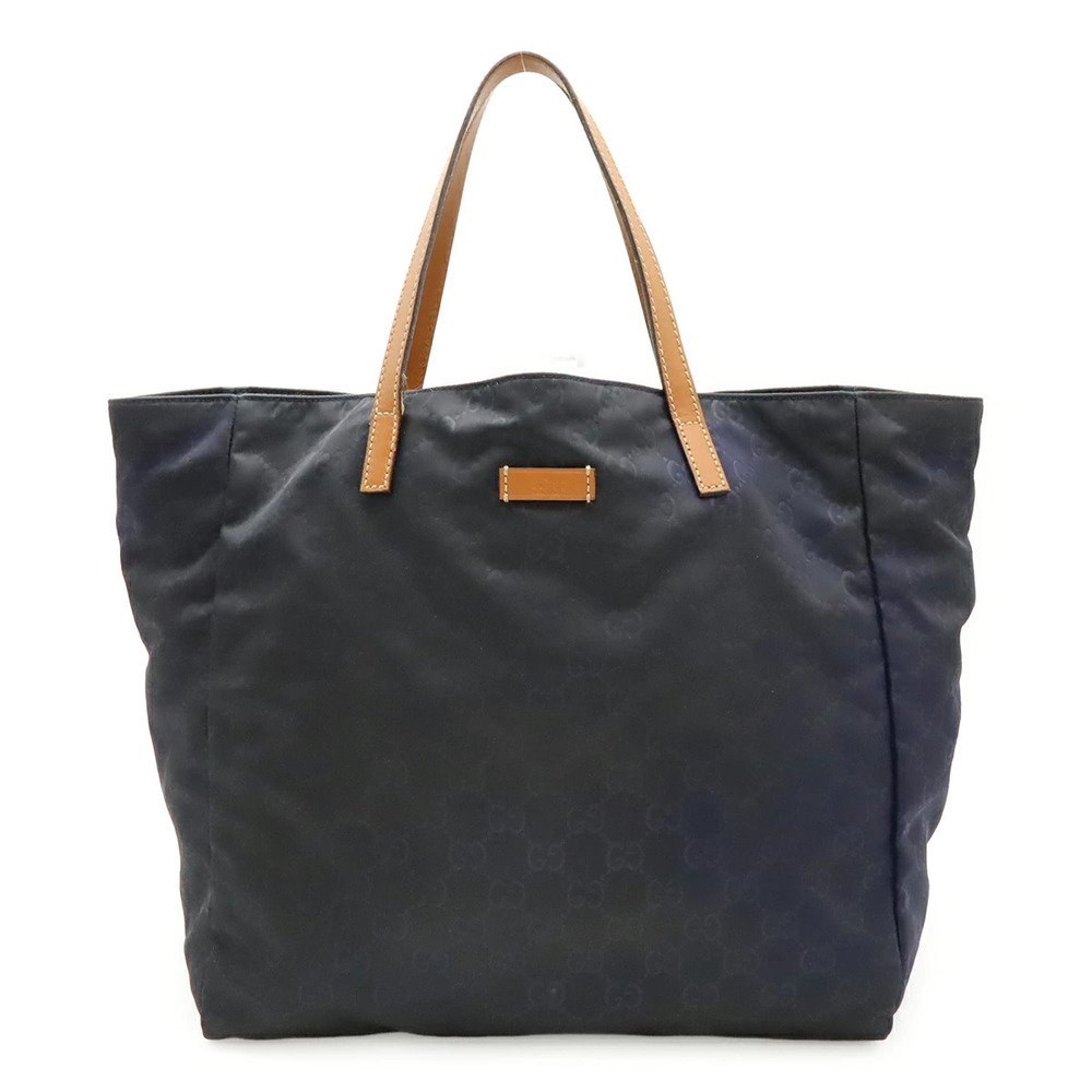 Gucci GG Tote Bag Handbag Leather Black Brown
